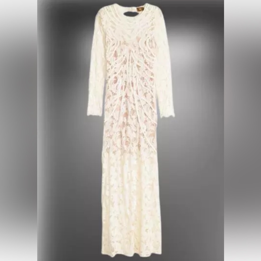 H&M Cream Lace Open Back Long Sleeve Maxi Dress NWT - Picture 15 of 15